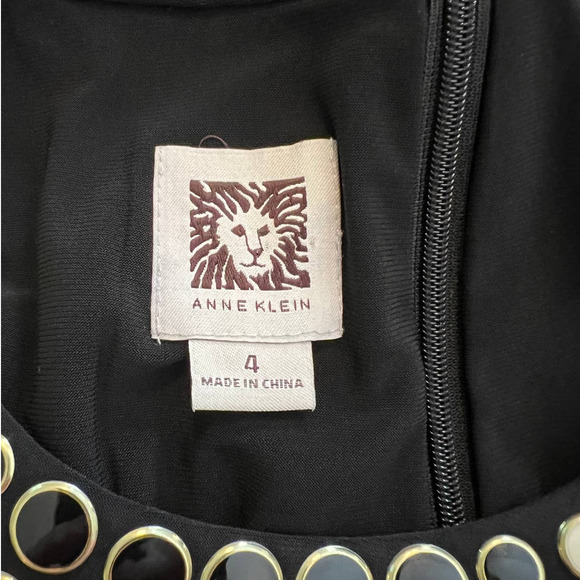 Anne Klein Black Midi Dress with Beaded Halter Neckline Size 4 - Picture 4 of 6